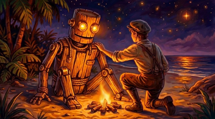 A caretaker for the boy — something that would still answer after his father could not.